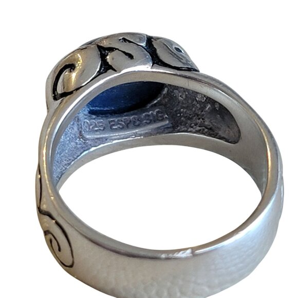 Sterling Silver Espo Tribal Ring With Blue Sodalite Stone Size 8-8.5 - Picture 4 of 9